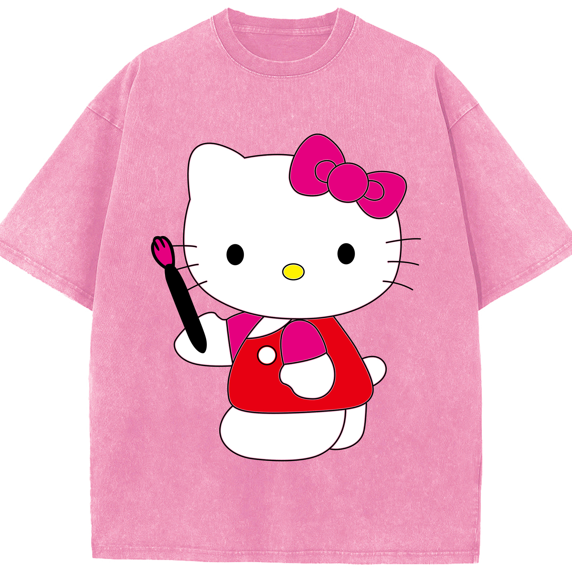 （画像用） Hello Kitty ハローキティ 綿100% ヴィンテージ風 半袖Tシャツ（フロントプリント）
